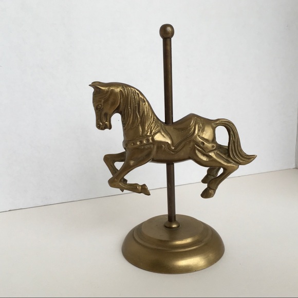 Other - Vtg Baby nursery decor brass carousel horse Heavy